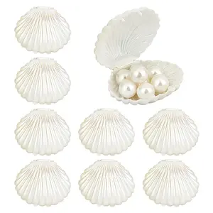 Pearlized Plastic Shell Shaped Jewelry Storage Boxes