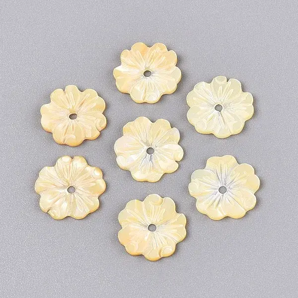 Natural Yellow Shell Carved Beads