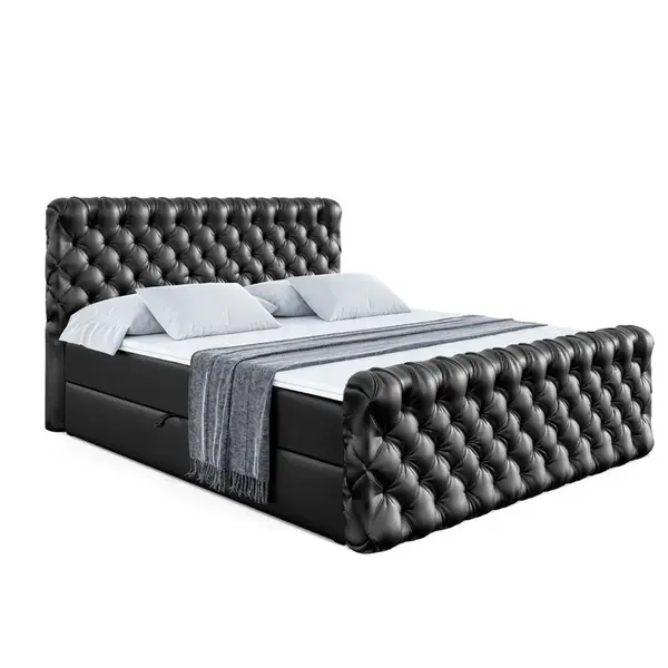 ALTDECOR AMERICKÁ postel BOXI8-Z – 160 × 200 cm – H4 – vysoce lesklá černá
