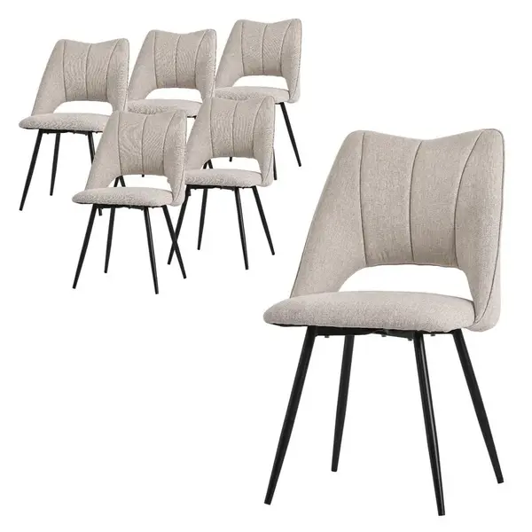 ML-DESIGN SADA 6 JEDÁLENSKÝCH ŽIDLÍ, béžový látkový potah