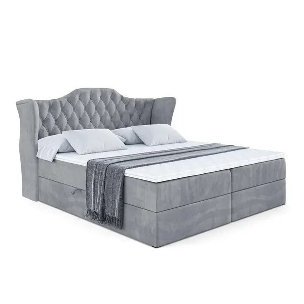 ALTDECOR AMERICKÁ postel s matrací H4 a roštem – VILA – 180 × 200 cm – H4 – šedá