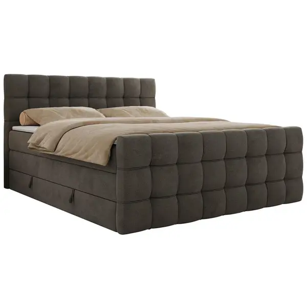 MKS POSTEL BOXSPRING ALTIVO KING DUO 180/200 - Tmavě šedá Samet - Topper Visco - H3