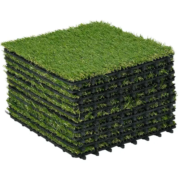 Outsunny UMĚLÝ TRÁVNÍK, tmavě zelený, plast
