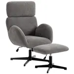 HOMCOM RELAXAČNÍ křeslo s podnožkou, polyester, šedé
