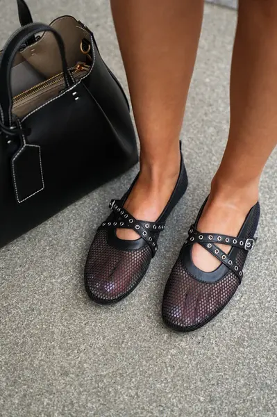 Boto Síťové Ploché Baletky S Pásky Černé Salliroe