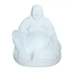 Relaxdays SOCHA bílá Buddha z polyresinu 45 cm