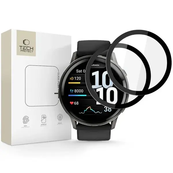 Tech-Protect Glass Flex+, Garmin Venu 4 (45 mm), černé, 2 kusy