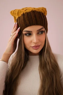 marka niezdefiniowana Milano fleecová čepice K203 mustard melange+brown