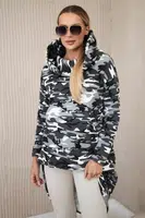 Mikina s dlouhým zády camo šedá+černá