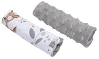 Medi Partners Stroller belt protectors (2 pcs.) cotton + minky – Jelonki + gray Minky