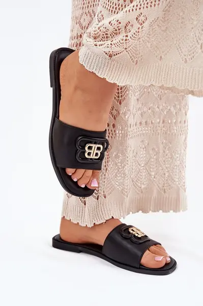 Boto Ploché Dámské Pantofle S Dekorativním Detalem Černé Nenitta