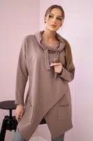 Tunika s psaníčkem vpředu Oversize mocca
