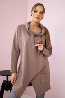 Tunika s psaníčkem vpředu Oversize mocca
