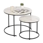 Relaxdays STOLEK Bílá Černá 2-dílná sada mramorový vzhled kov 60 cm