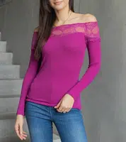 Gemre Pink Spanish blouse with lace insert Vikija