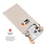 Kožená taštička přes rameno s kapsou FIXED Venezia pro 7" mobilní telefony s béžovým řetízkem, krémová