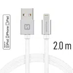 Datový kabel Swissten Textile USB Lightning MFi 2,0 M , silver