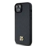 Zadní kryt DKNY PU Leather Repeat Pattern Stack Logo Magsafe pro Apple iPhone 13, černá