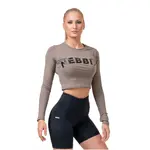 Dámský crop top s dlouhým rukávem Nebbia Sporty Hero 585 Mocha S