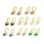 Cubic Zirconia Butterfly Dangle Hoop Earrings
