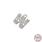 Real Platinum Plated Rhodium Plated 925 Sterling Silver Micro Pave Clear Cubic Zirconia Charms
