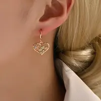 Fashionable Fringed Heart Tassel Brass Hoop Earrings