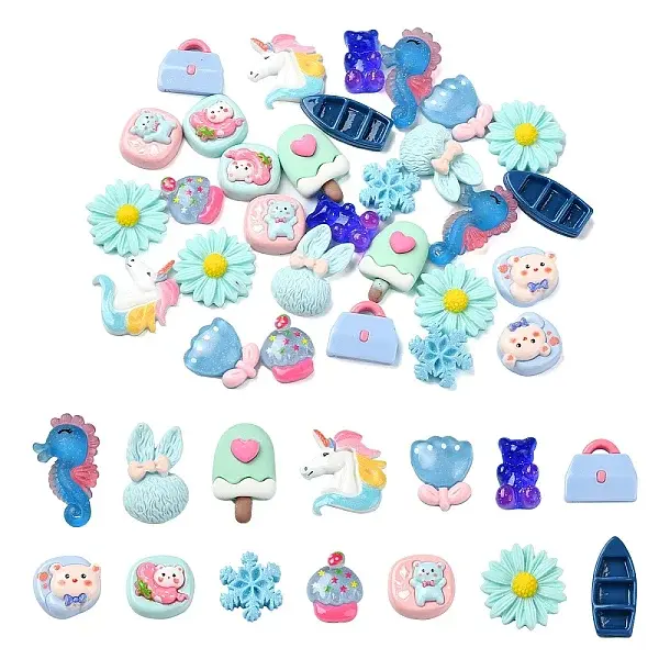 30Pcs 14 Styles Resin Decoden Cabochons
