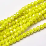 Faceted Round Full Rainbow Plated Electroplate Glass Beads Strands