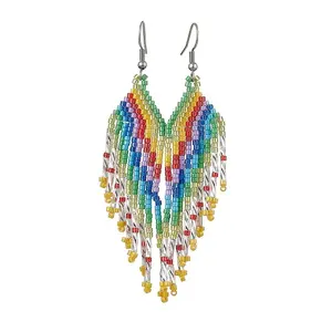 Boho 304 Stainless Steel with Glass Dangle Stud Earring