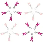 October Breast Cancer Pink Awareness Ribbon Alloy Enamel Pendants