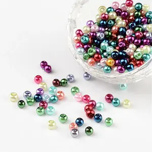 Mixed Glass Pearl Round Beads