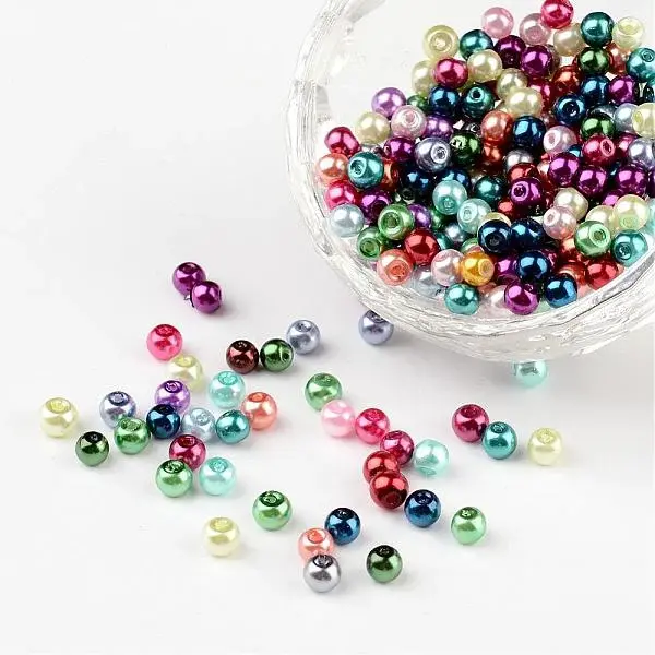 Mixed Glass Pearl Round Beads