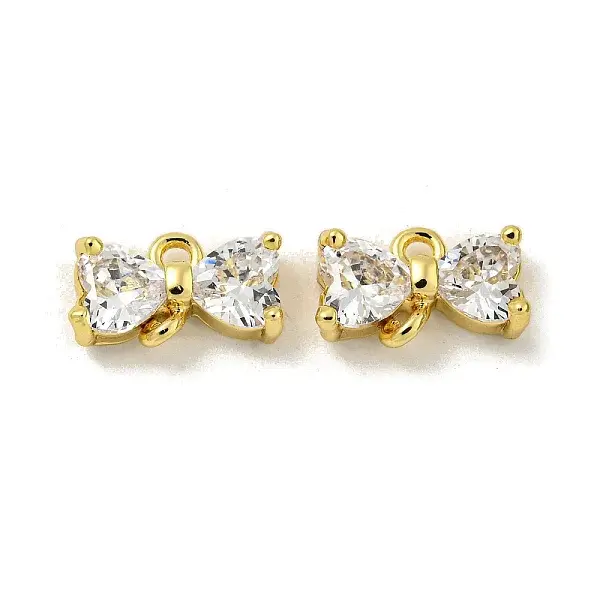 Brass Clear Cubic Zirconia Connector Charms
