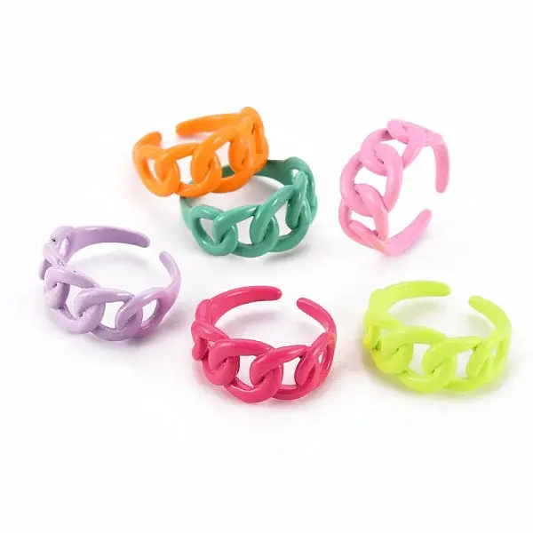 Spray Painted Brass Curb Chain Open Rings