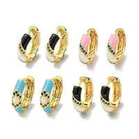 Brass Micro Pave Cubic Zirconia Hoop Earring