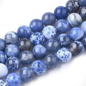 Natural Fire Crackle Agate Beads Strands