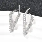 Brass Micro Pave Clear Cubic Zirconia Triangle Stud Earrings