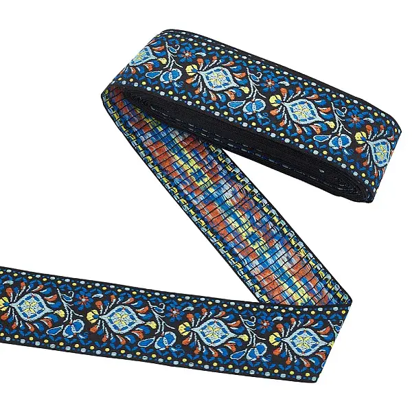 10 Yards Ethnic Style Polyester Jacquard Flower Ribbon