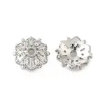 Flower Brass Micro Pave Clear Cubic Zirconia Bead Caps
