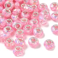 Transparent Resin Rondelle European Beads