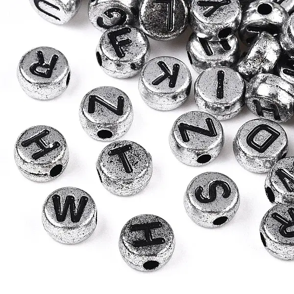 Plated Acrylic Horizontal Hole Letter Beads