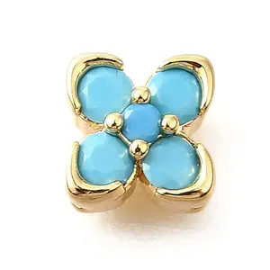 Brass Micro Pave Cubic Zirconia Beads