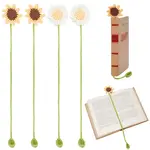4Pcs 2 Styles Woolen Yarn Crochet Plant Bookmarks