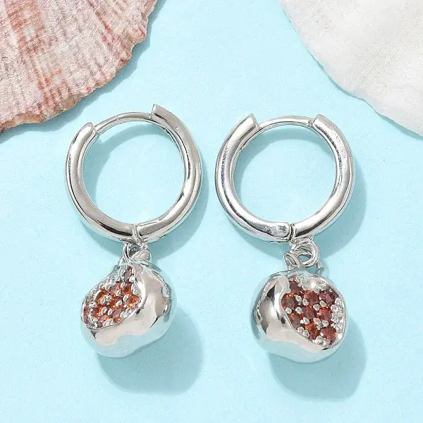 Brass Cubic Zirconia Hoop Earrings