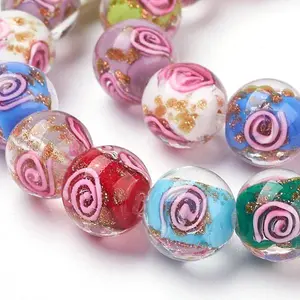 Handmade Gold Sand Lampwork Beads Strands