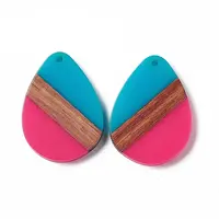 Opaque Resin & Walnut Wood Pendants