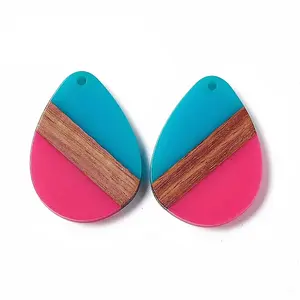 Opaque Resin & Walnut Wood Pendants