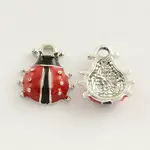 Platinum Plated Alloy Enamel Ladybug Charms