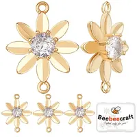 Brass Clear Cubic Zirconia Connector Charms