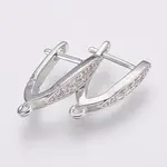 Brass Micro Pave Cubic Zirconia Hoop Earring Findings with Latch Back Closure